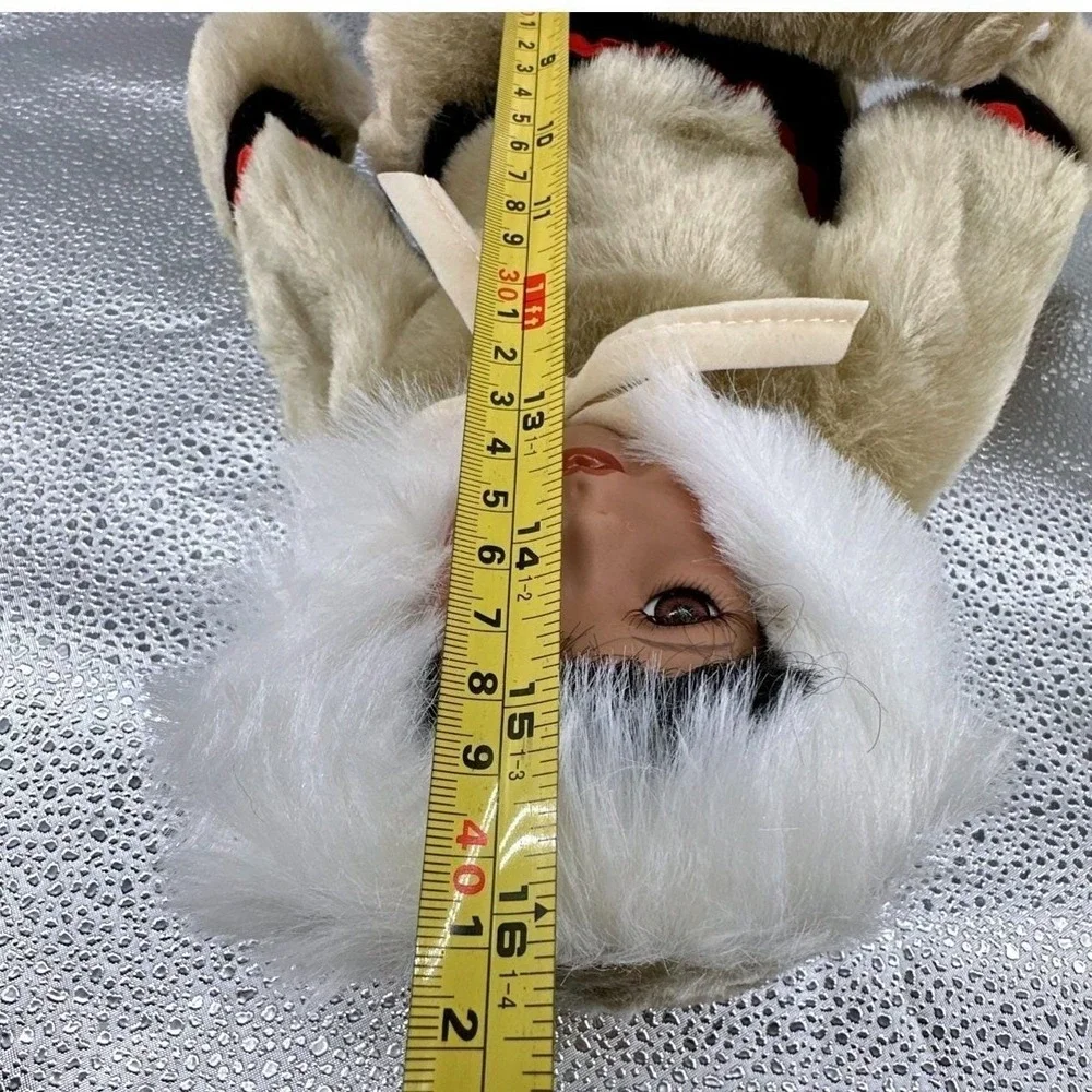 Vintage Porcelain Eskimo Doll Faux‎ Fur Hooded Outfit Display Collectible